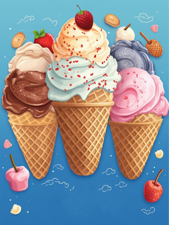 ice cream menu poster design, generative aiの素材