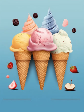 ice cream menu poster design, generative aiの素材