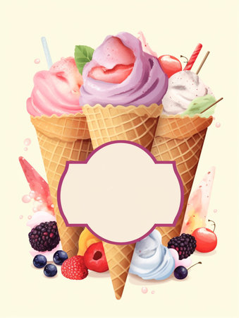 ice cream menu poster design, generative aiの素材