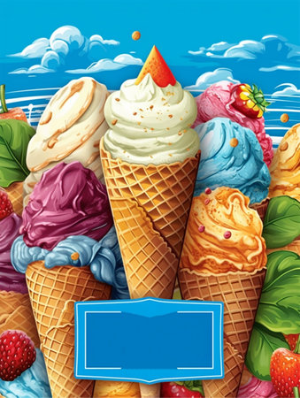 ice cream menu poster design, generative aiの素材