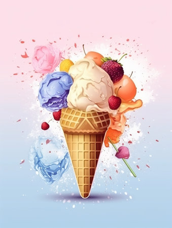 ice cream menu poster design, generative aiの素材
