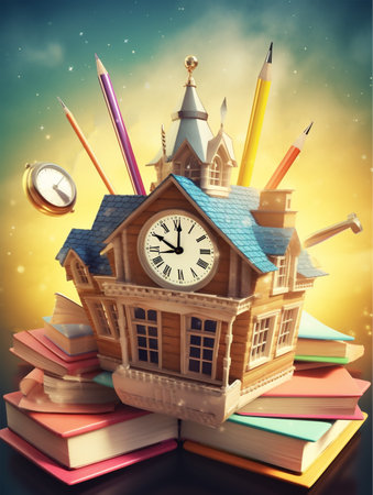 back to school 3d illustration poster, generative aiの素材