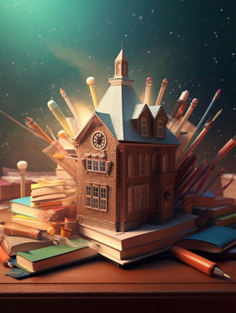 back to school 3d illustration poster, generative aiの素材