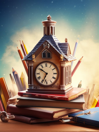 back to school 3d illustration poster, generative aiの素材