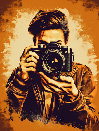close up portrait of a photographer, generative aiの素材