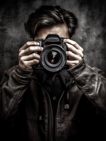 close up portrait of a photographer, generative aiの素材
