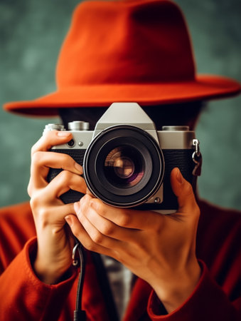 close up portrait of a photographer, generative aiの素材