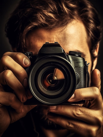 close up portrait of a photographer, generative aiの素材