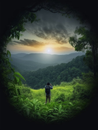 portrait photography photographing natural scenery, generative aiの素材