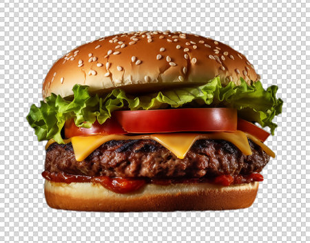 burger food isolated on transparent backgroundの素材