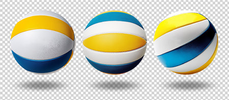 set of realistic volleyball elements isolated on transparent background, generative aiの素材