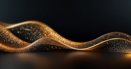 black and gold wavy abstract background, generative aiの素材