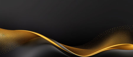 black and gold wavy abstract background, generative aiの素材