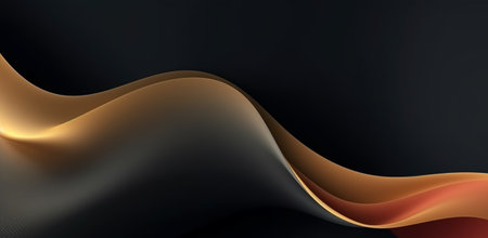 black and gold wavy abstract background, generative aiの素材