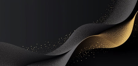 black and gold wavy abstract background, generative aiの素材