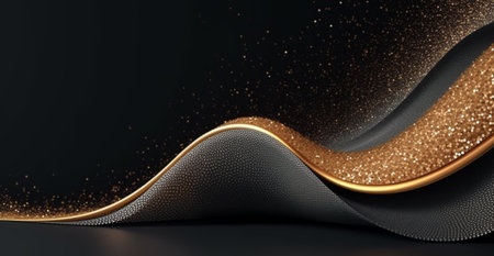 black and gold wavy abstract background, generative aiの素材