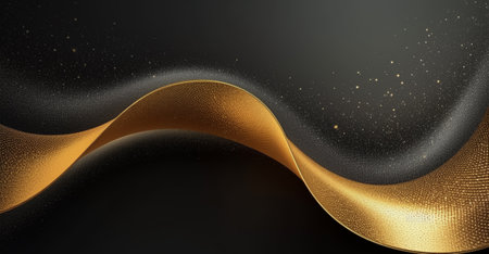 black and gold wavy abstract background, generative aiの素材