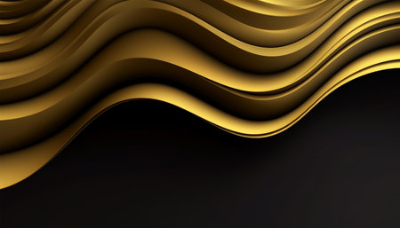 black and gold wavy abstract background, generative aiの素材