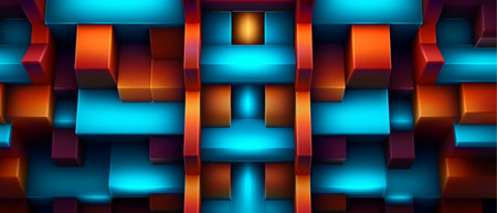 square geometric neon light background. generative aiの素材
