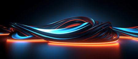 wavy abstract background with neon lights. generative aiの素材