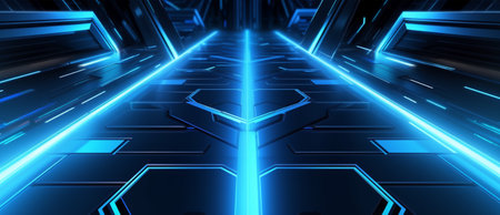 space background with futuristic neon laser light. generative aiの素材