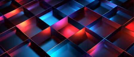 square geometric neon light background. generative aiの素材