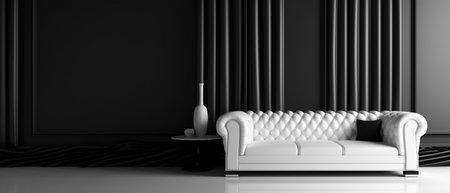 portrait of minimalist style living room interior on black and white background, generative aiの素材