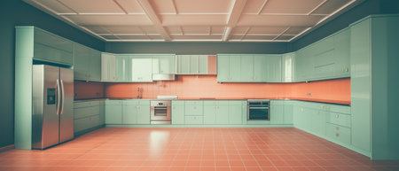 portrait of kitchen room interior with kitchenware layout, generative aiの素材