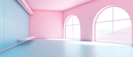 empty room wall on bright pastel color background, generative aiの素材