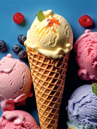 ice cream menu portrait poster, generative aiの素材
