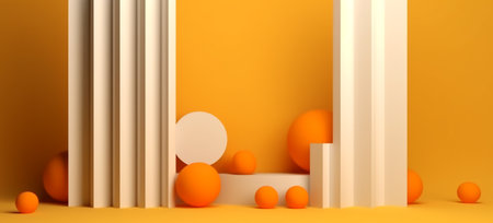 minimalist background with copy space and 3d style layout with ball decoration, generative aiの素材