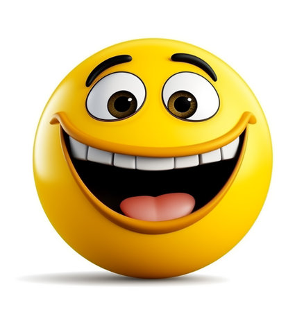 laugh emoticon icon isolated on white background, generative aiの素材
