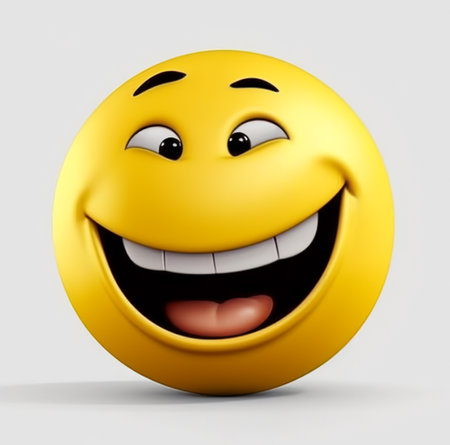 laugh emoticon icon isolated on white background, generative aiの素材