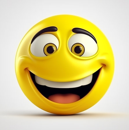 laugh emoticon icon isolated on white background, generative aiの素材