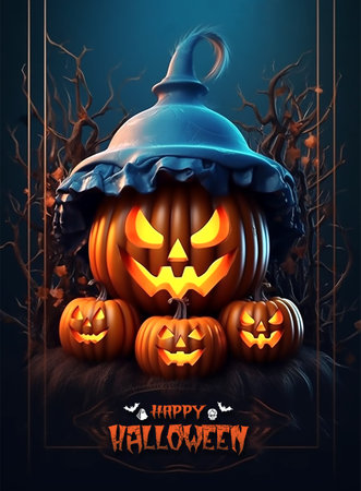 happy halloween poster celebration design, generative aiの素材