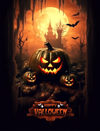 happy halloween poster celebration design, generative aiの素材