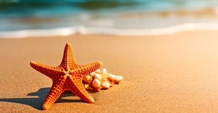 close up of starfish. summer background with copy space. generative aiの素材