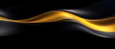 black and gold waves abstract 3d background. generative aiの素材