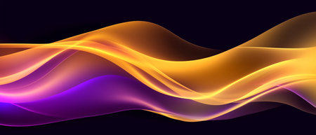 purple and gold wave abstract 3d dark background. generative aiの素材