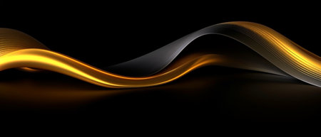 black and gold waves abstract 3d background. generative aiの素材