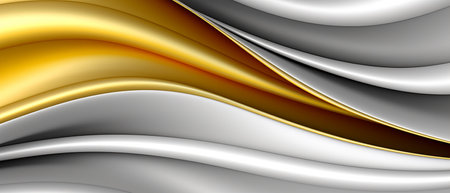 abstract 3d background of silver and gold wave fabric. generative aiの素材