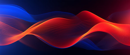 wave abstract background with neon light effect. generative aiの素材