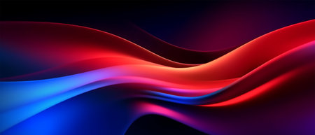 wave abstract background with neon light effect. generative aiの素材