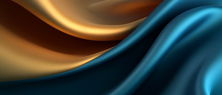 gold and blue wave abstract background, generative aiの素材