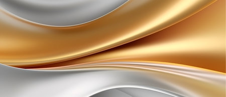 gold and white waves abstract background, generative aiの素材