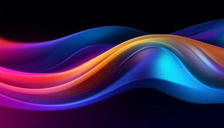wave abstract background with neon light effect. generative aiの素材