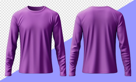 Plain purple long sleeve t-shirt. front and back view. generative aiの素材