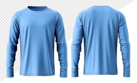 Plain light blue long sleeve t-shirt. front and back view. generative aiの素材