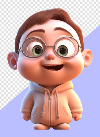 3d illustration of adorable cute baby character with laughing facial expression. generative aiの素材