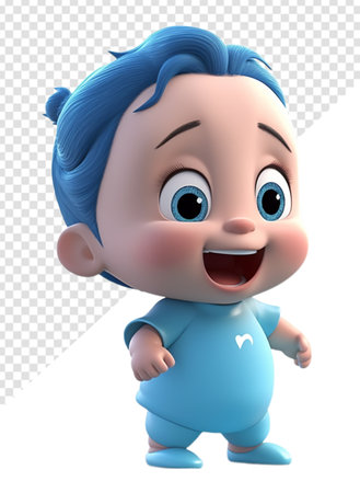 3d illustration of adorable cute baby character with laughing facial expression. generative aiの素材
